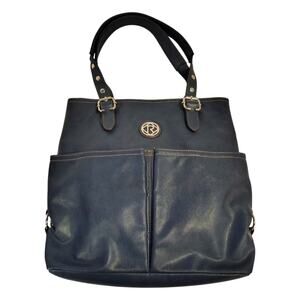 Relic Shoulder Bag Tote Purse Navy Blue Manmade Leather Large Vintage Look Retro
